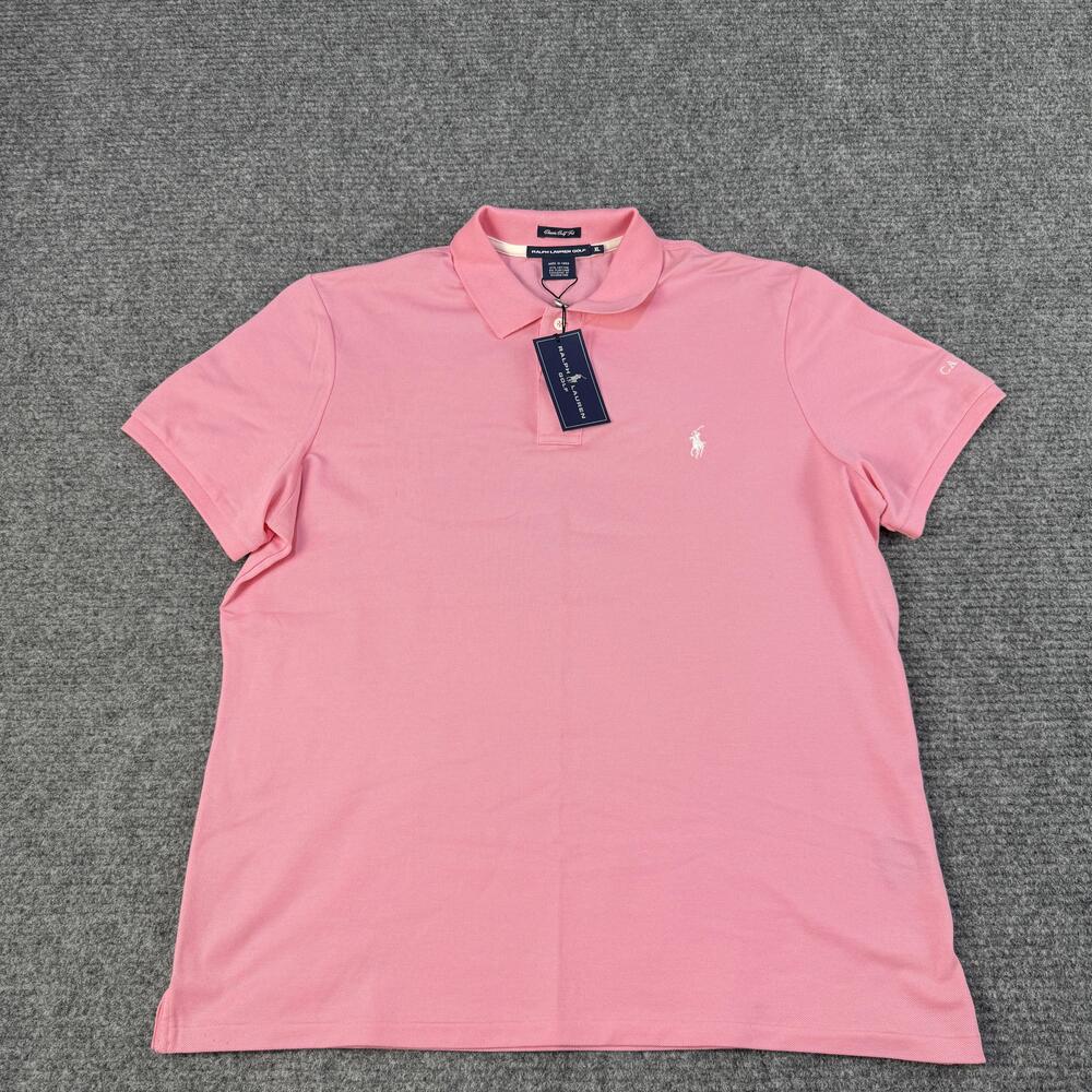 Ralph Lauren Golf Polo Shirt Mens XL Pink Classic Golf Fit Cascata Logo Short
